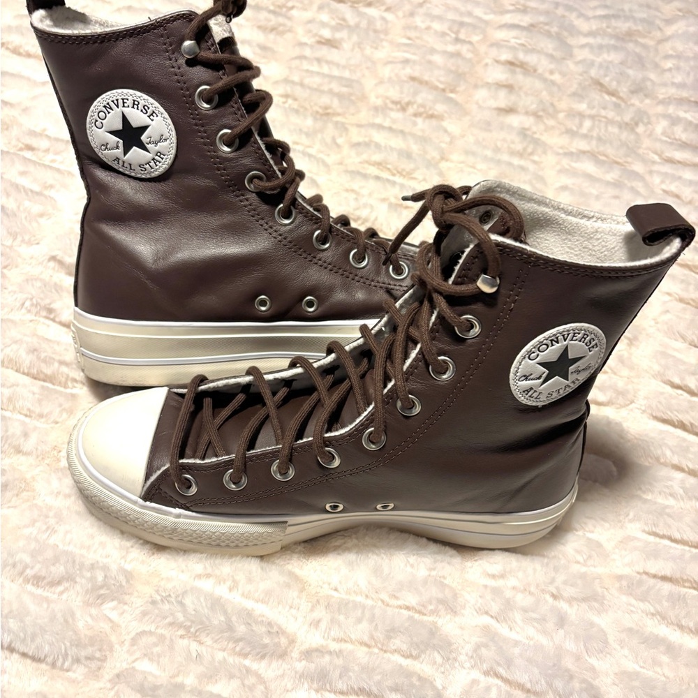 Converse Chocolate Leather High-Top Sneakers
